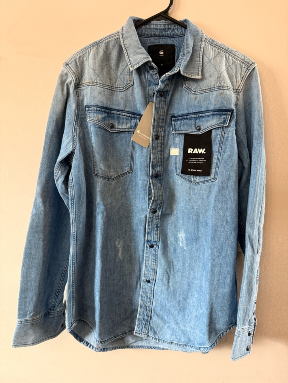 G-Star men’s Light Blue Denim Button-Down Shirt(brand new)